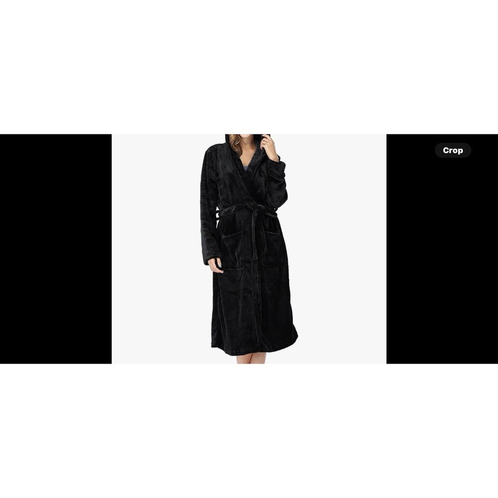 RONGTAI Womens Robes Plush Fleece Hooded Bathrobe